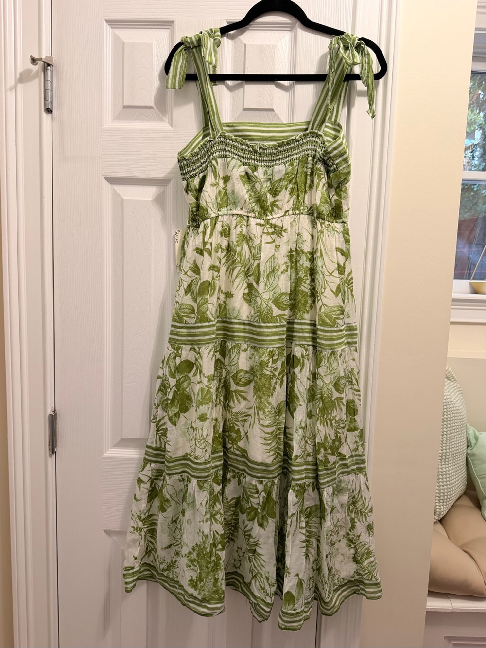 Sweet Wanderer Green and White Floral Tie-Strap Sundress - Picture 5 of 7